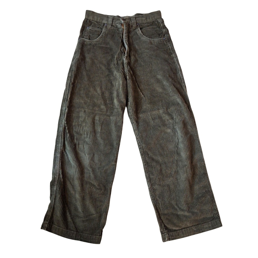 Curfew Vintage Y2K Girls Youth Baggy Corduroy Carpenter Skater Pants Green 12